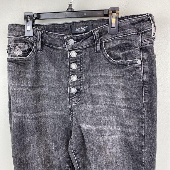 Judy blue jeans women's 11 | 30x26 black distressed button fly skinny JB84169 - Picture 2 of 11